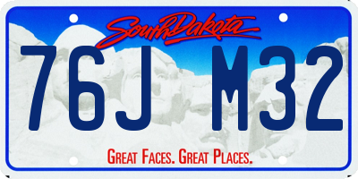 SD license plate 76JM32
