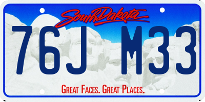 SD license plate 76JM33