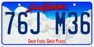SD license plate 76JM36