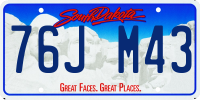 SD license plate 76JM43