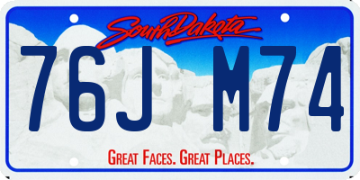 SD license plate 76JM74
