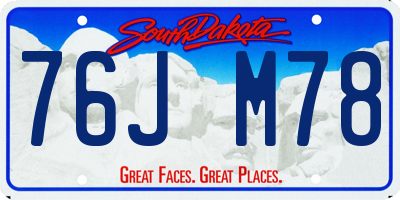SD license plate 76JM78