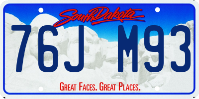 SD license plate 76JM93