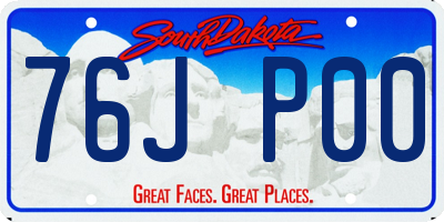 SD license plate 76JP00