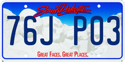 SD license plate 76JP03