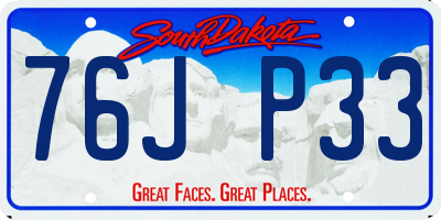 SD license plate 76JP33