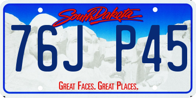SD license plate 76JP45