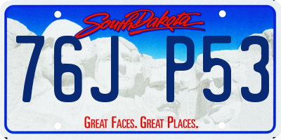 SD license plate 76JP53