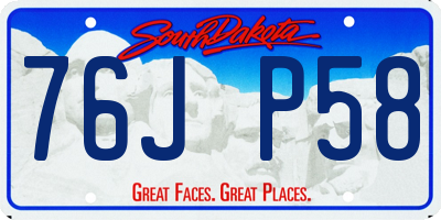 SD license plate 76JP58