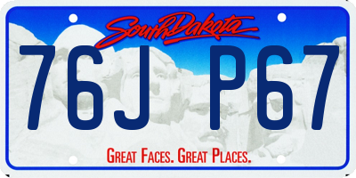 SD license plate 76JP67