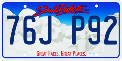 SD license plate 76JP92