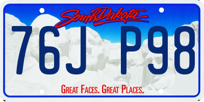 SD license plate 76JP98