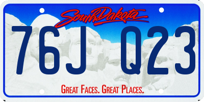 SD license plate 76JQ23