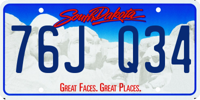 SD license plate 76JQ34