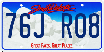SD license plate 76JR08