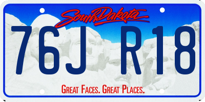 SD license plate 76JR18
