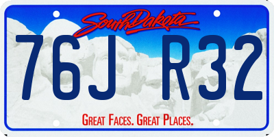 SD license plate 76JR32