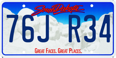 SD license plate 76JR34