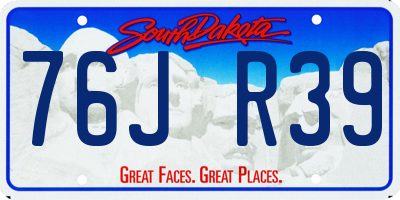 SD license plate 76JR39