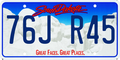 SD license plate 76JR45