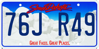 SD license plate 76JR49