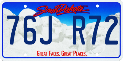 SD license plate 76JR72