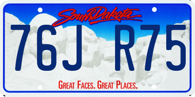 SD license plate 76JR75