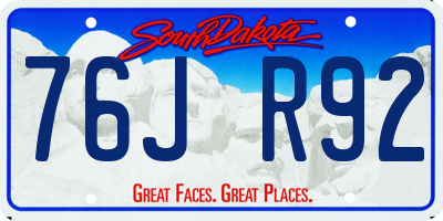 SD license plate 76JR92