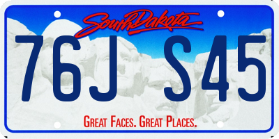 SD license plate 76JS45