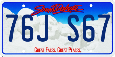 SD license plate 76JS67