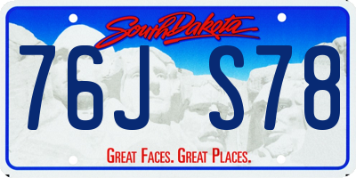 SD license plate 76JS78
