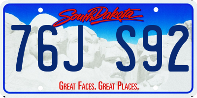 SD license plate 76JS92