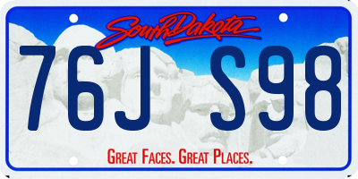 SD license plate 76JS98
