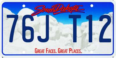 SD license plate 76JT12