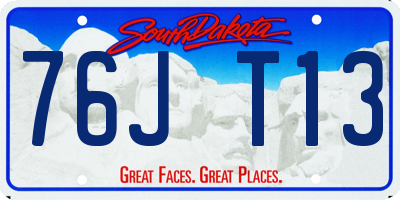 SD license plate 76JT13