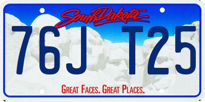 SD license plate 76JT25