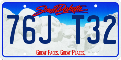 SD license plate 76JT32