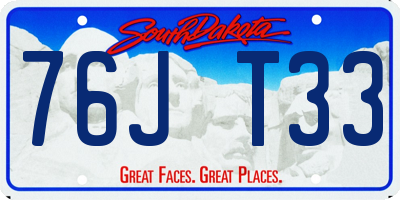 SD license plate 76JT33