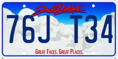 SD license plate 76JT34