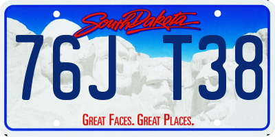 SD license plate 76JT38