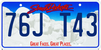 SD license plate 76JT43