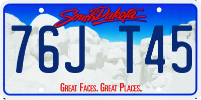 SD license plate 76JT45