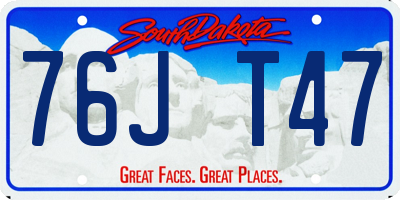 SD license plate 76JT47