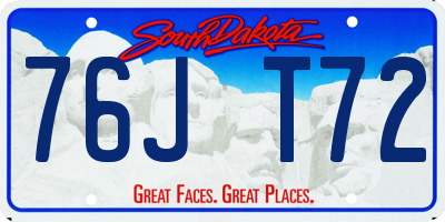 SD license plate 76JT72