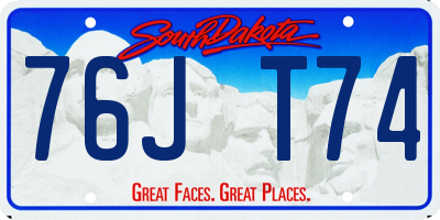 SD license plate 76JT74