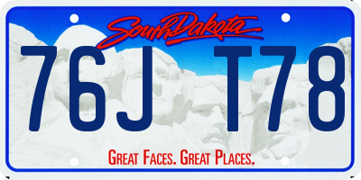 SD license plate 76JT78