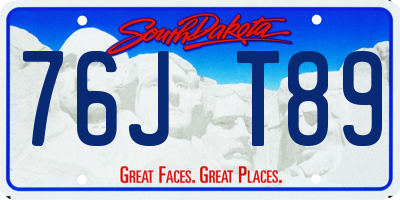 SD license plate 76JT89
