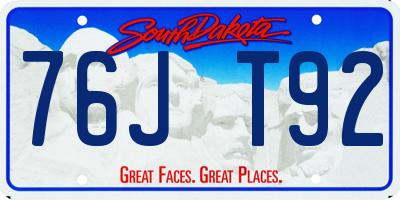 SD license plate 76JT92