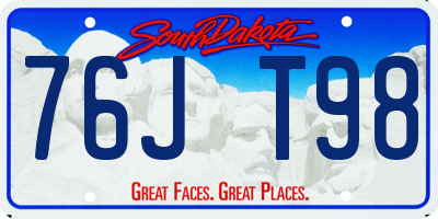 SD license plate 76JT98