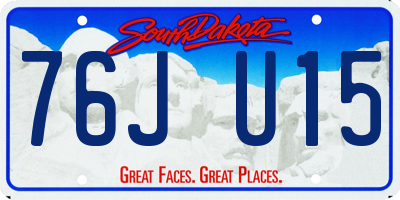 SD license plate 76JU15